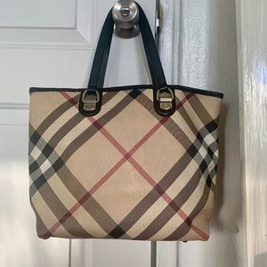 Burberry Beige/Black Nova Check Coated Canvas Nickie Tote
